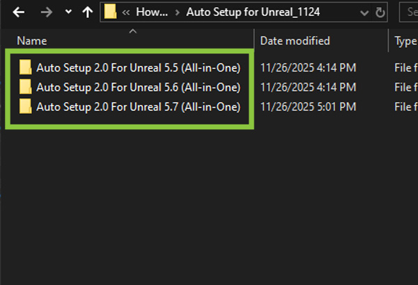 You will find the versions of Unreal Auto Setup.